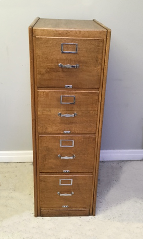 old oak filing cabinet